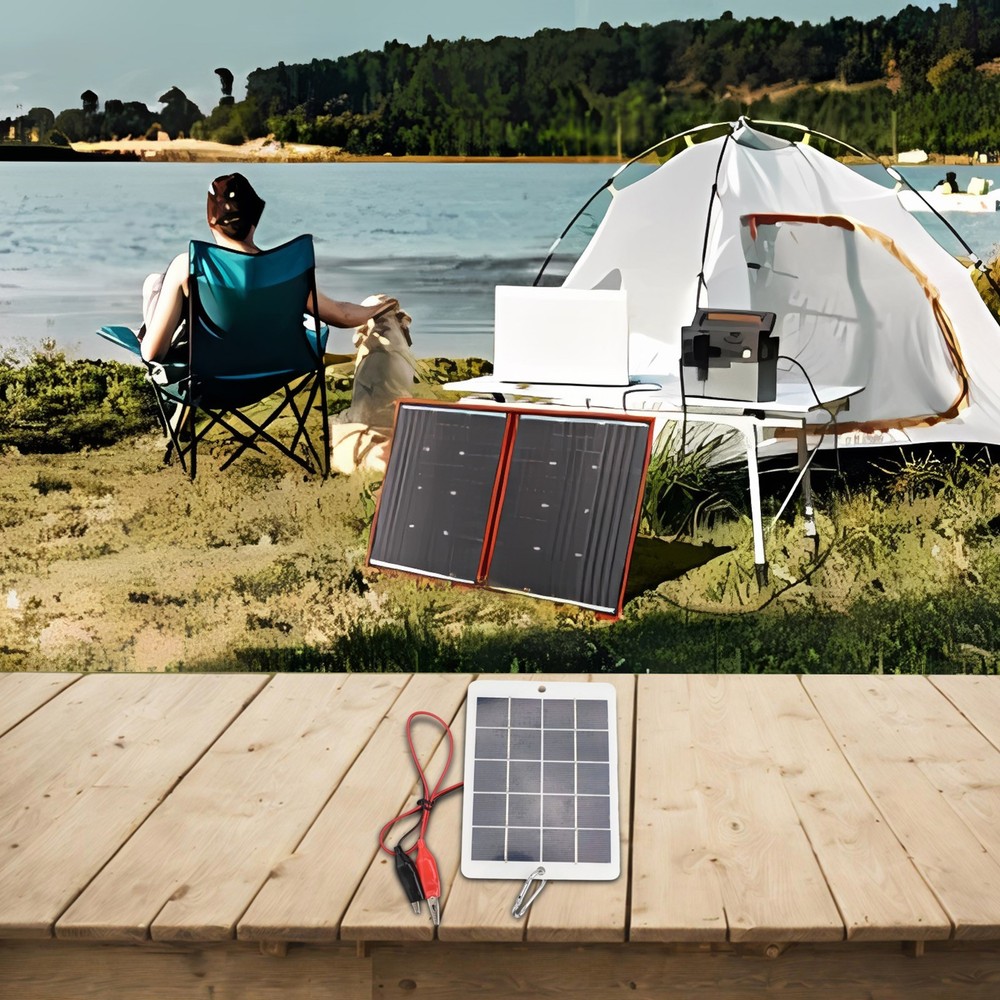 Efficient 10W 5V Solar Panel with Clip Outdoor Battery Charging Made Simple