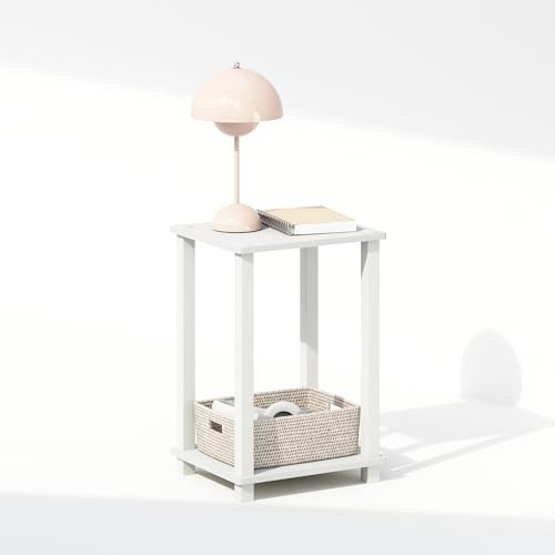 Simplistic Night Stand, 2-Tier Small 1-Pack White/White 2-Tier, Square Tubes