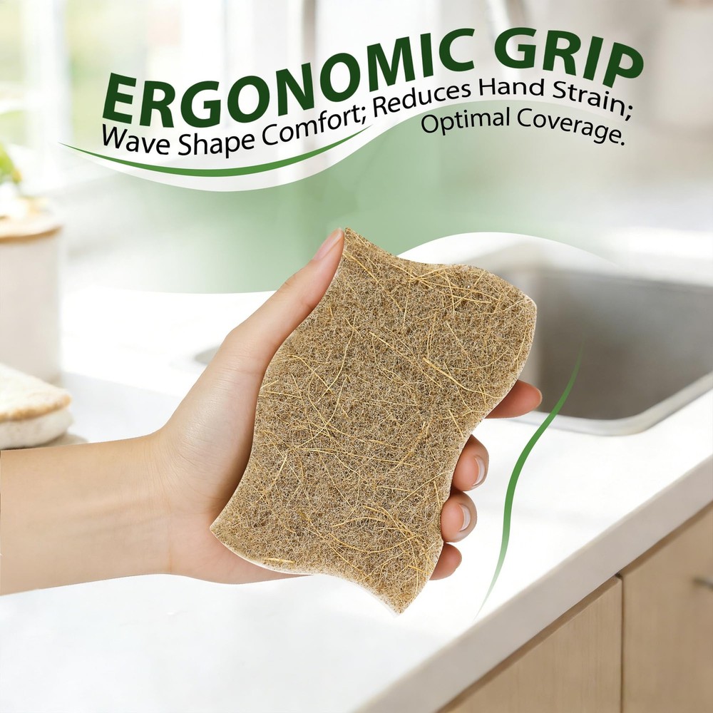 9 Pack Biodegradable Natural Kitchen Sponges Compostable Cellulose and Cocon...