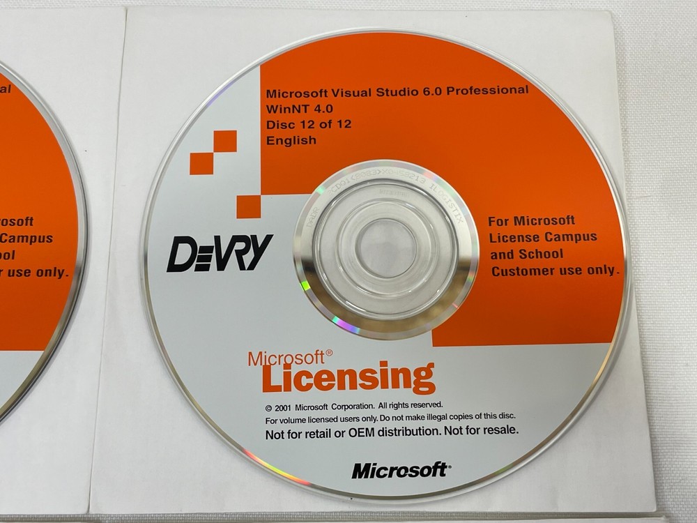 Microsoft DeVry Visual Studio 6.0 Professional 12-Disc Complete Set Software CD