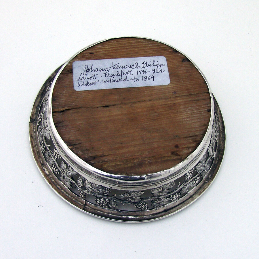 German Silver Wine Bottle Coaster Openwork Grape Designs
