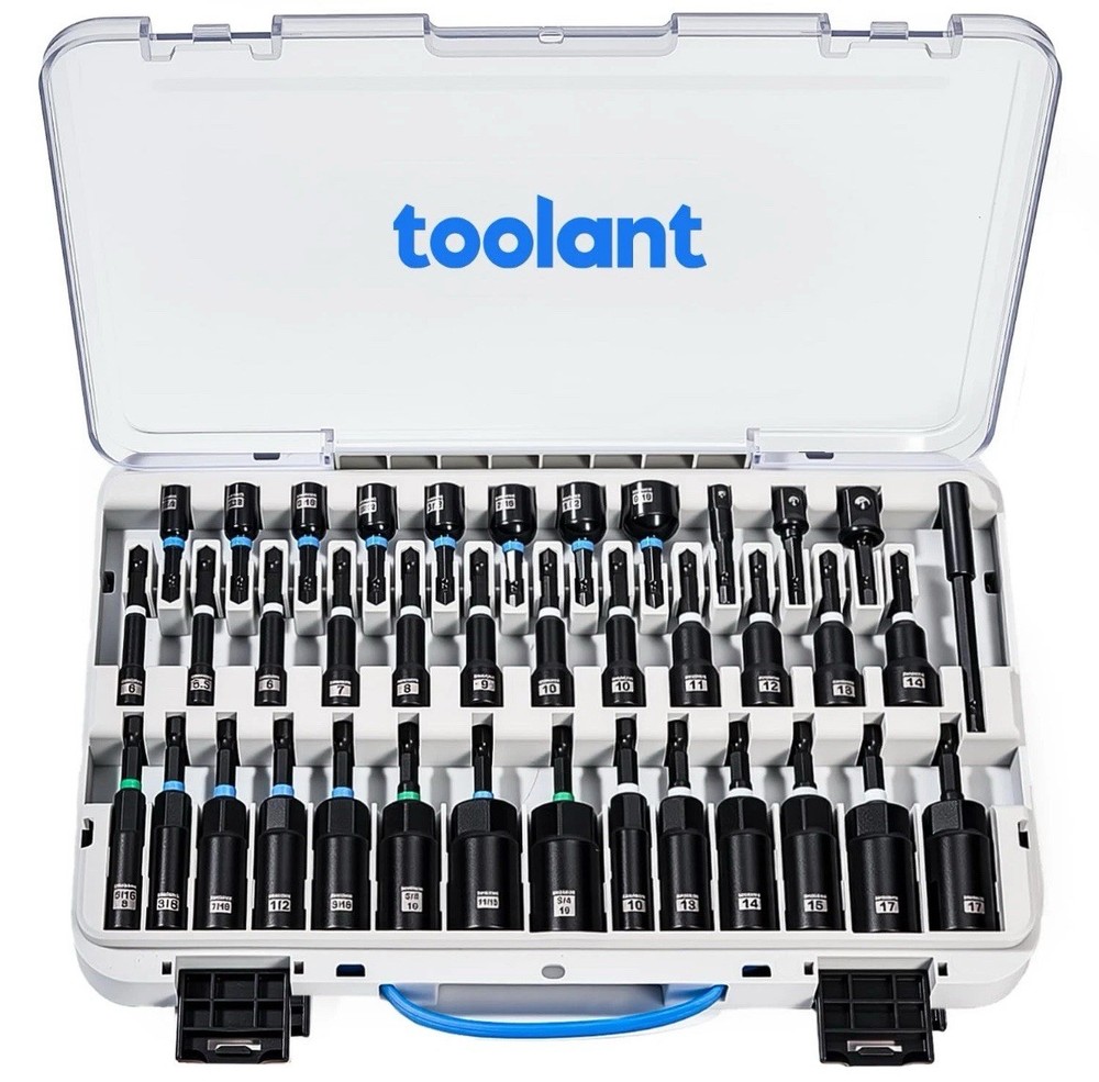 Toolant Magnetic Nut Driver Set SAE Metric Impact Drill Socket Bit Set w Case