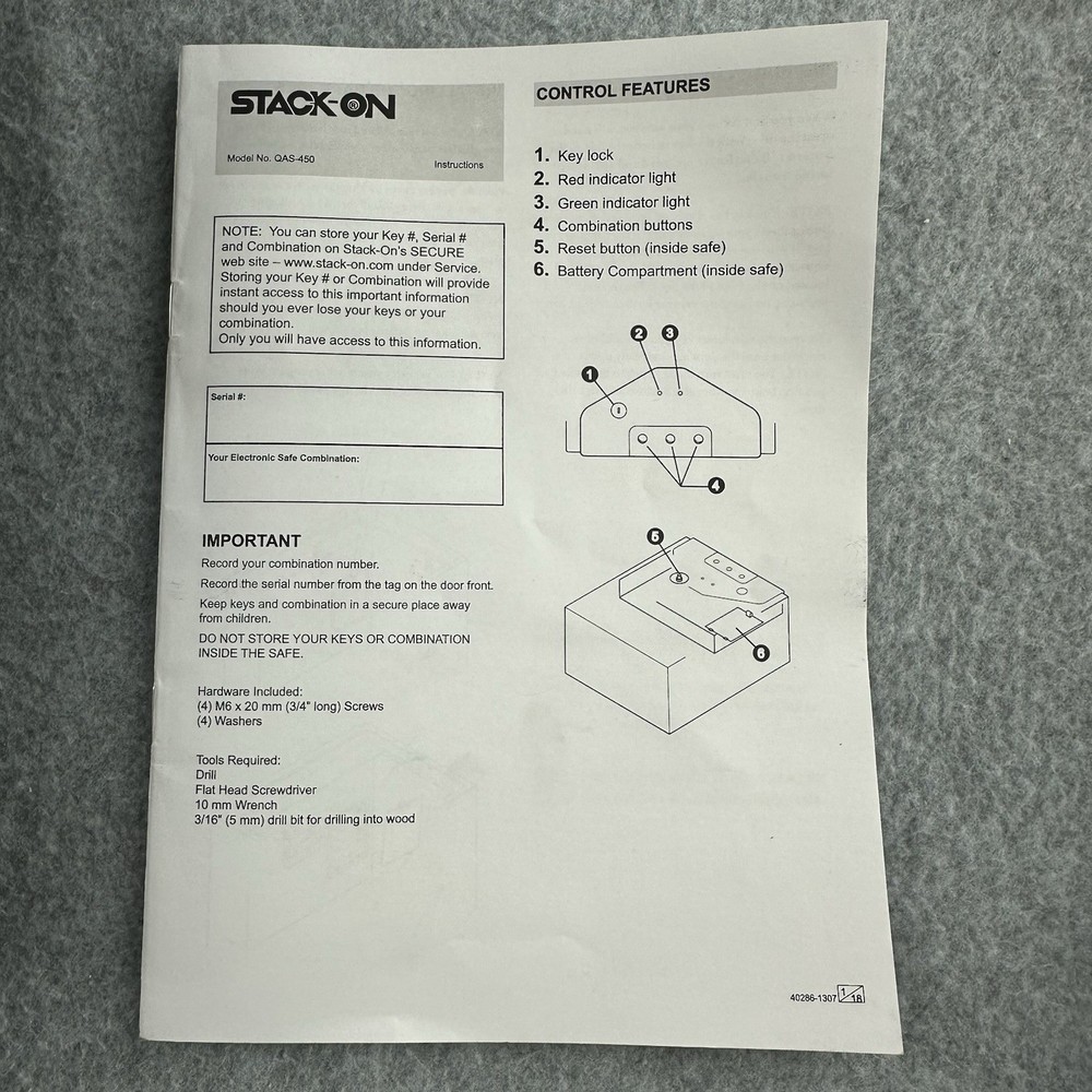 STACK-ON Quick Access Safe With Electronic Lock Gun Pistol 12x10x5 QAS-450