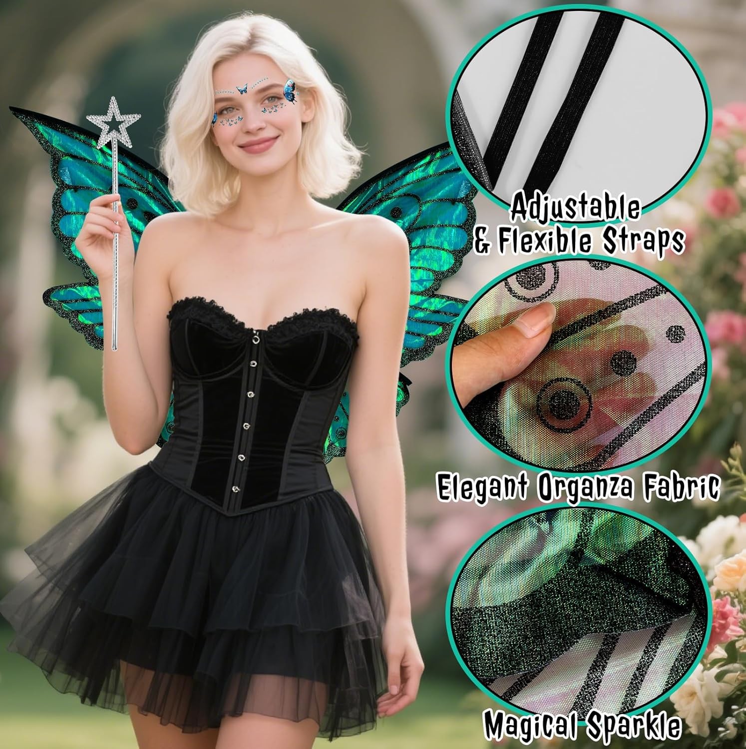 Fairy Wings Adult Women - Butterfly Angel Wings, Fairy Costume Accessories for W