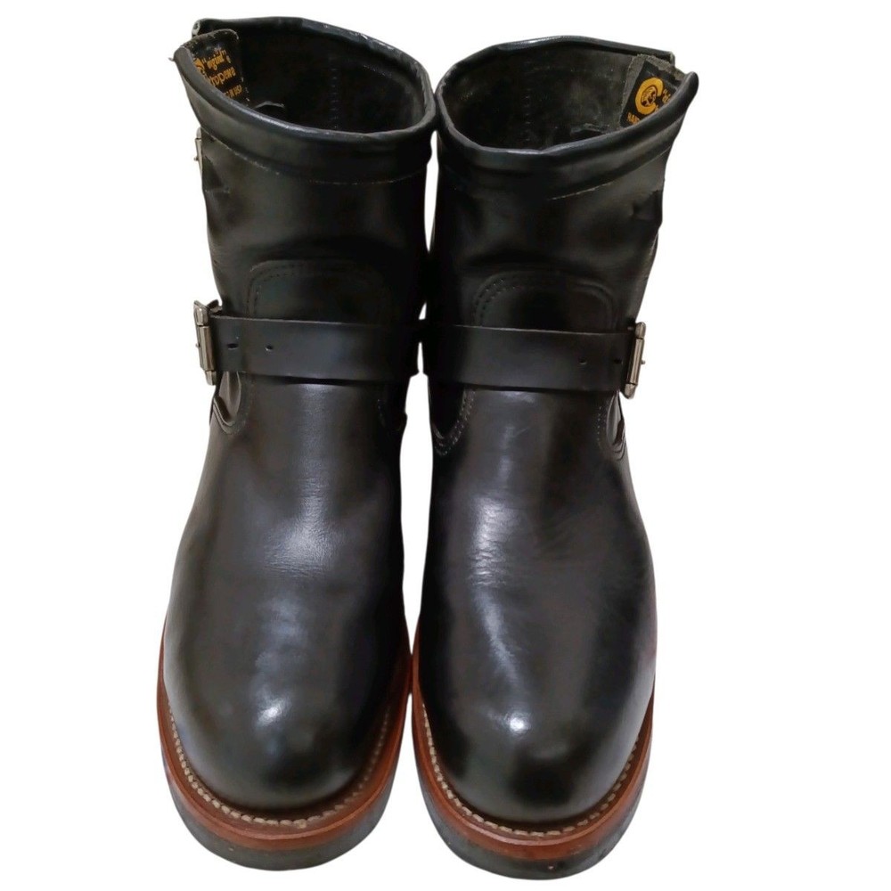 Chippewa Boots Leather Black Short Engineer Boots Size 8.5E