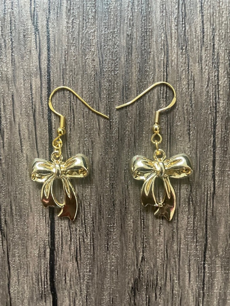 Love Bows Medium Handmade Gold Charm Earrings