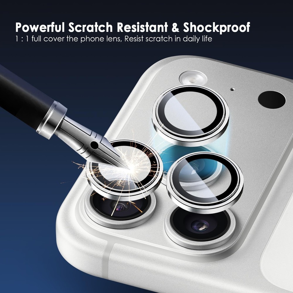 TENOC Camera Lens Protector for iPhone 17 17 Pro/17 Pro Max, Silver