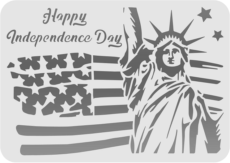 7"x10" Clear Plastic Stencil - Independence Day (RO270)-