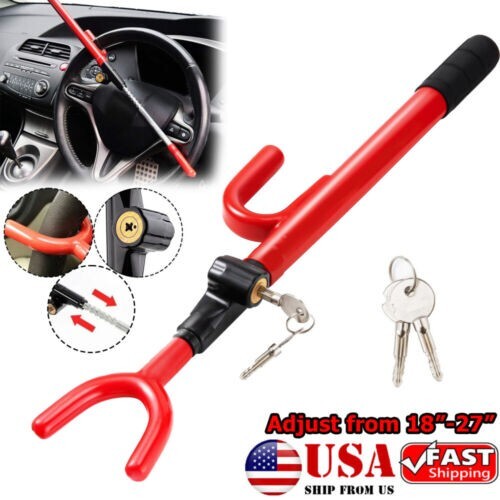 Steering Wheel Lock Twin Hooks Anti Theft Universal Car Van Truck SUV