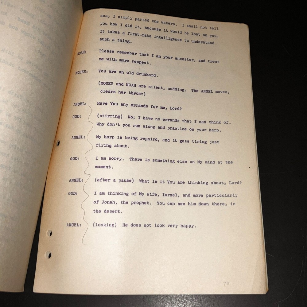 Rare Robert Nathan JONAH (or The Withering Vine) Playscript - Vintage w/Notes!