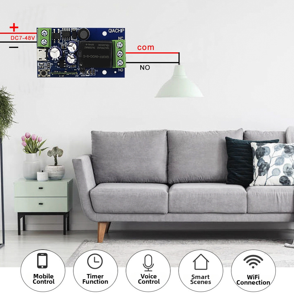 Smart Relay Module WiFi USB Interface DC 7V to 48V For Home Appliance Use