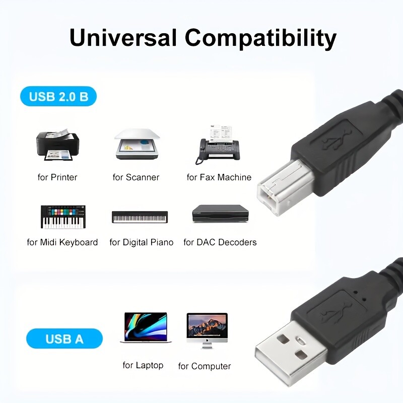 NEW USB 2.0 A TO B High Speed Printer Scanner Premium Cable Cord 1.5m Lot