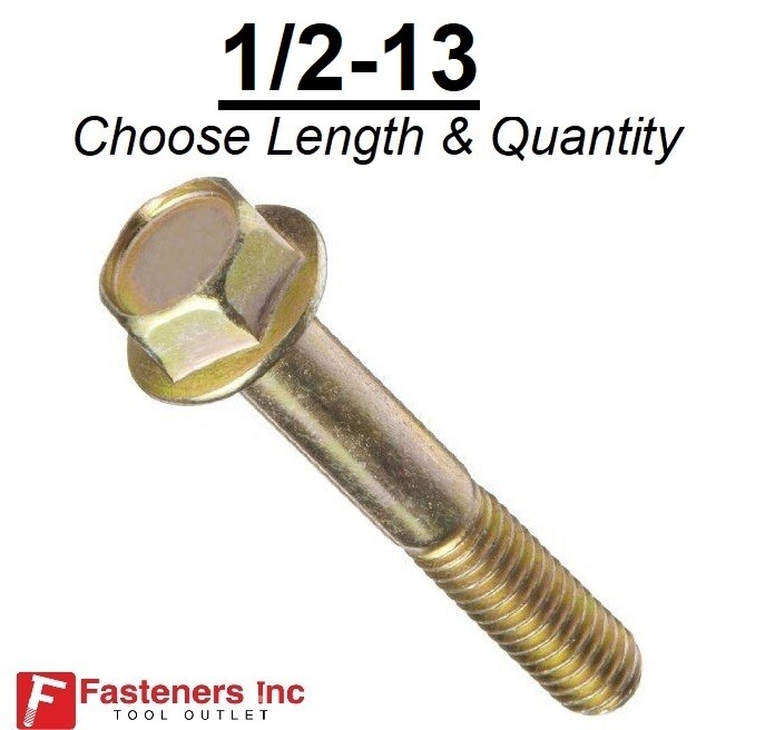 1/2-13 Grade 8 Flange Frame Bolt Yellow Zinc Plated (All Sizes & Qty's) 1/2"