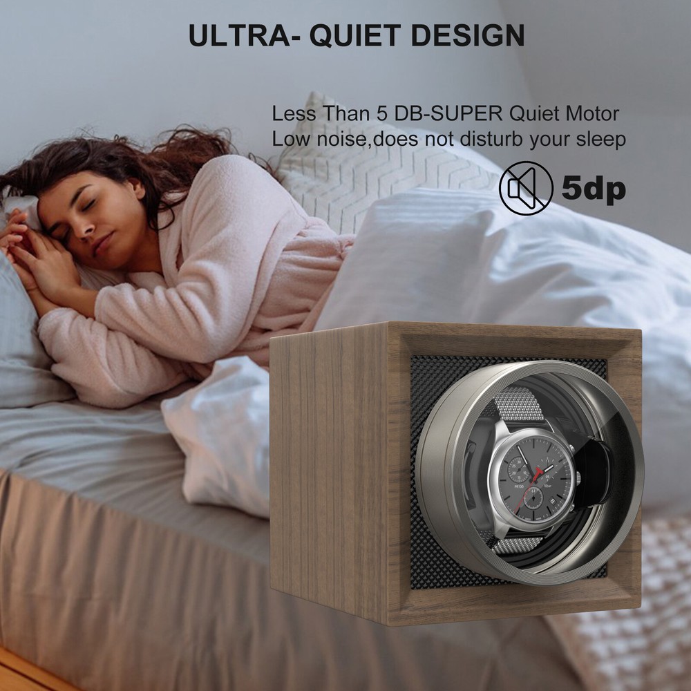 Automatic Rotation Single Watch Winder Display Storage Case Dual Power Supply