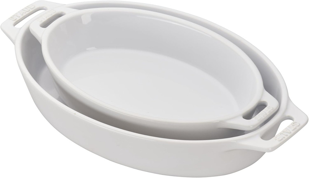 Ceramic Oval Baking Dish Set, 2-Piece, White