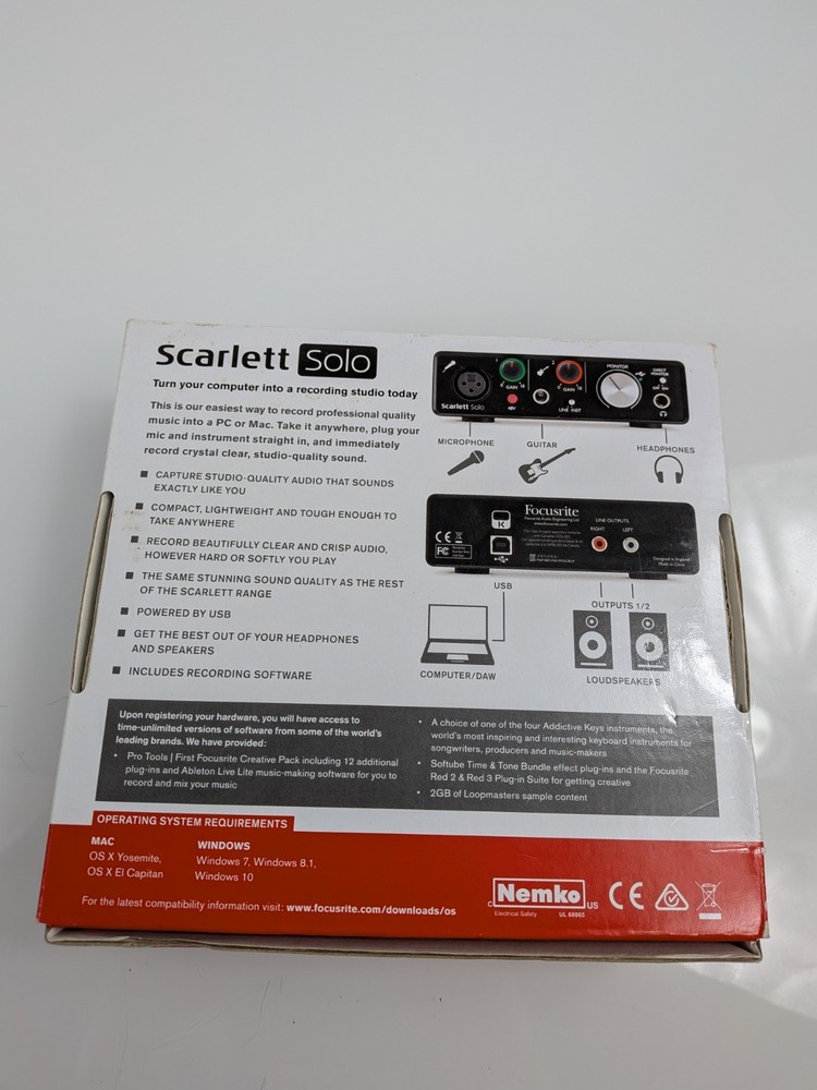 Focusrite Scarlett Solo 2nd Gen USB Audio Interface