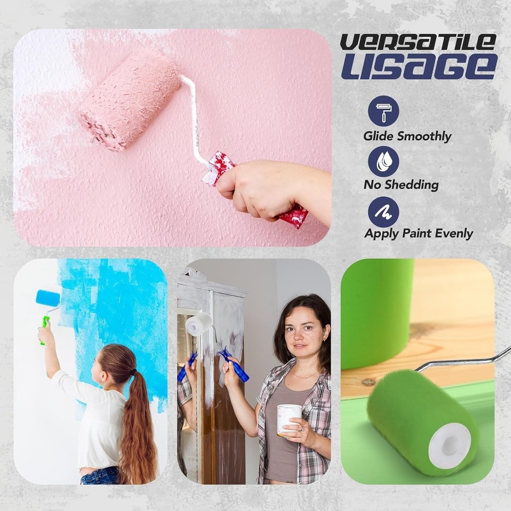 48 Pcs 4" x 1/2" Paint Roller Covers Refill Microfiber Mini Roller Covers for...