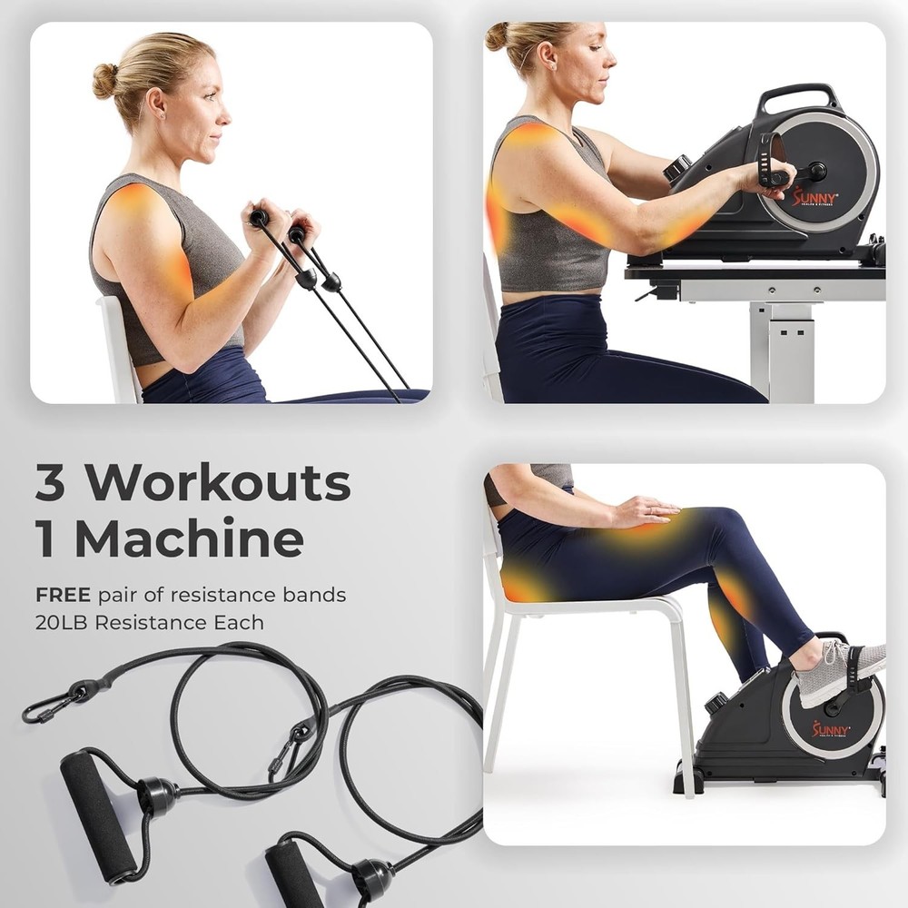Dual Function Under-Desk Bike Trainer Mini Exercise Machine Senior Training