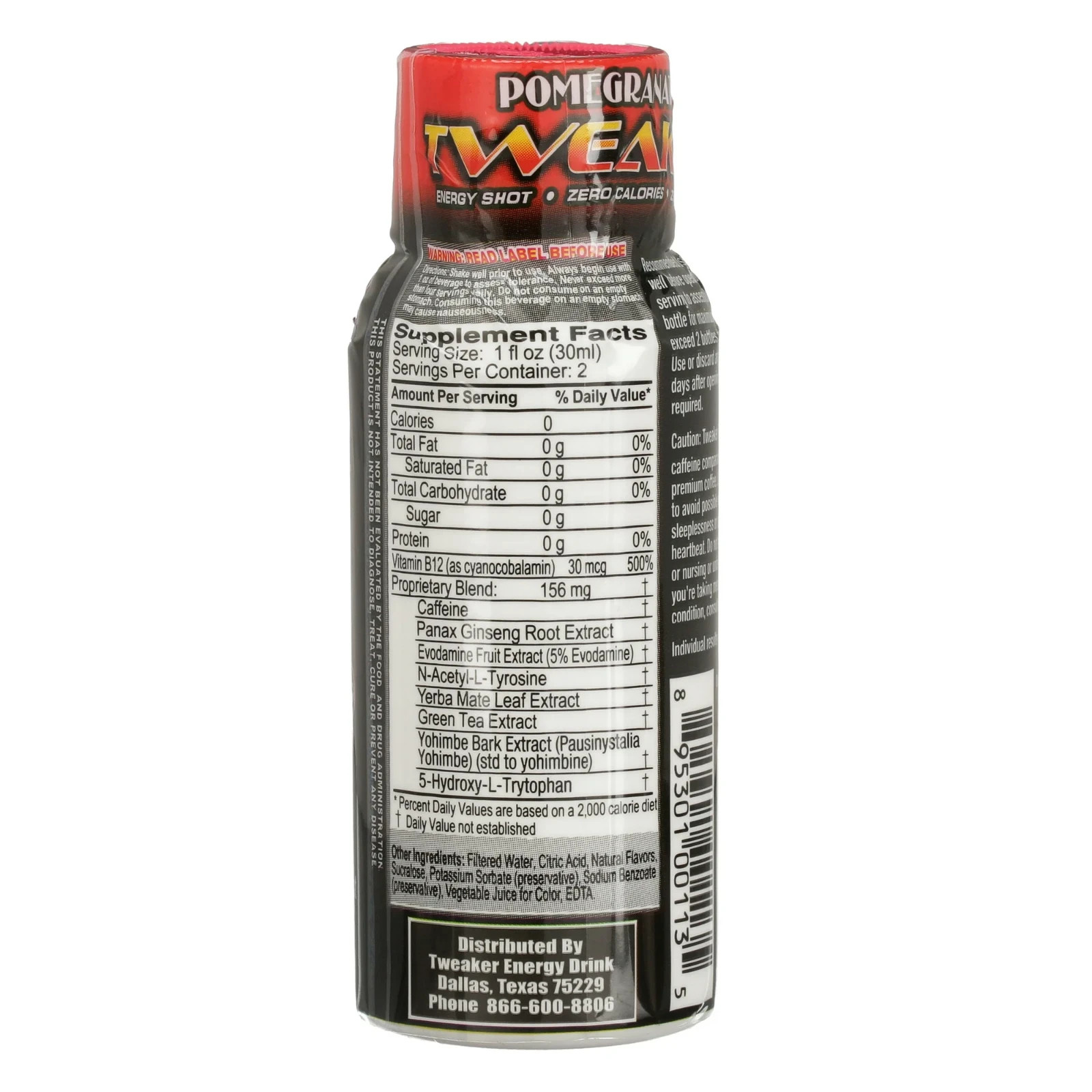 Tweaker Energy Shot, Pomegranate, 2 fl oz, 12 Count.....
