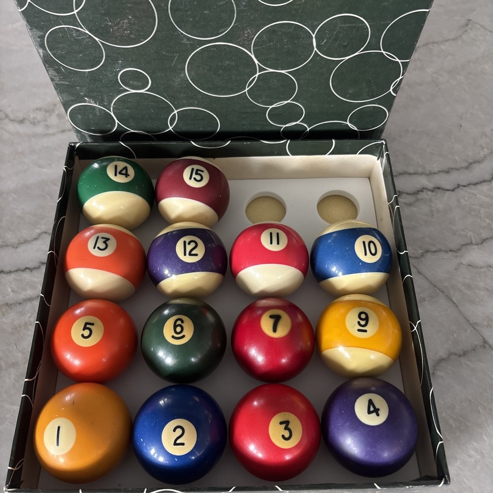 Vintage Balls Missing 8 And Cue.