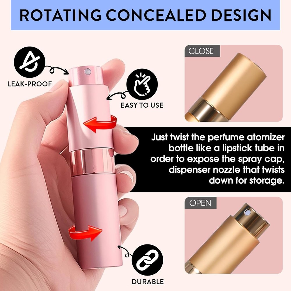 6 Pack 8ML Empty Perfume Atomizer Cologne Travel Spray Bottle for Refill
