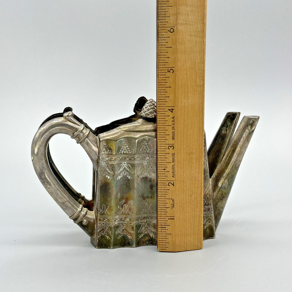 VTG 90’s Godinger Silver Art Co Teapot Napkin/Letter Holder Cottage Decor Patina