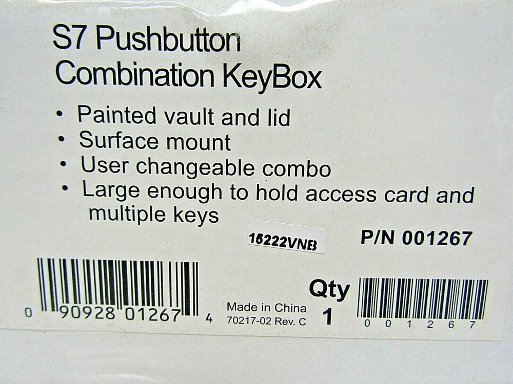 Kidde 001267 KeySafe Pro Multiple Key S7 Pushbutton Combination Key Box SEALED