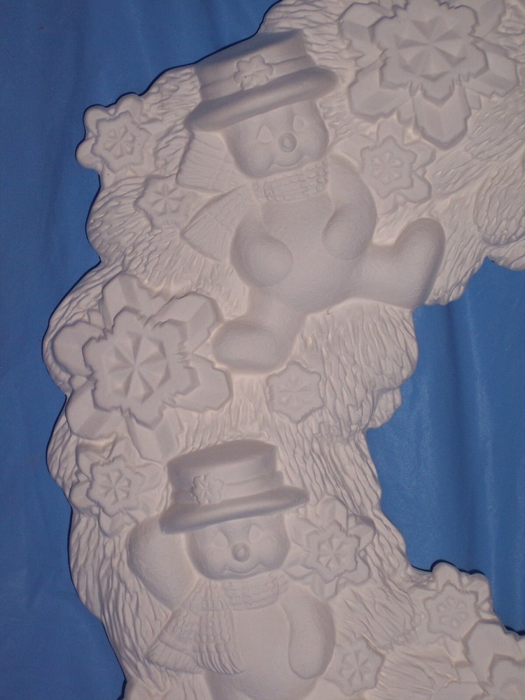 Ceramic Bisque Ready to Paint Christmas Snowman Wreath