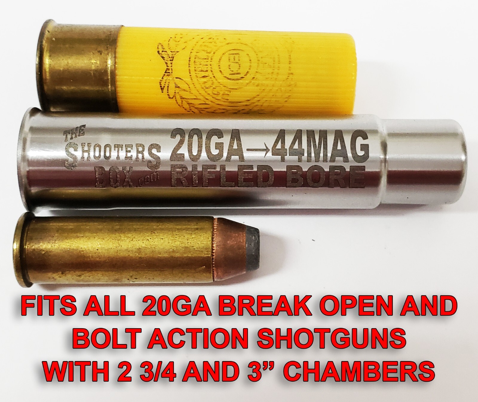 20GA to 44 MAG RIFLED Shotgun Adapter - Chamber Reducer - Stainless - Free Ship✅