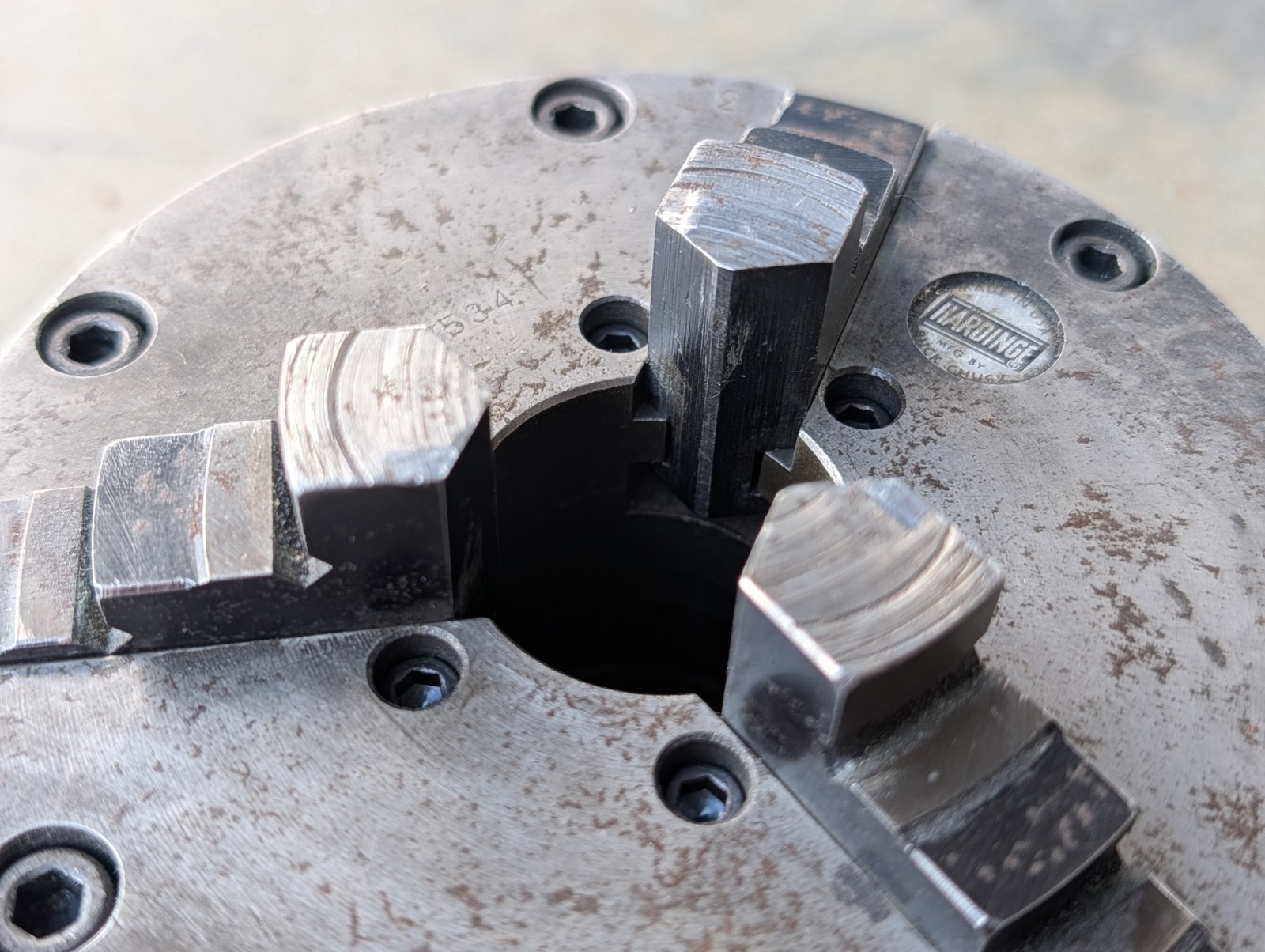 Hardinge Buck Chuck 5" 3-Jaw Adjust-Tru Lathe Chuck w/ Taper Lock Mount