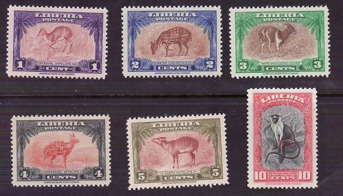 Liberia # 283-88 MINT Complete Set Fauna