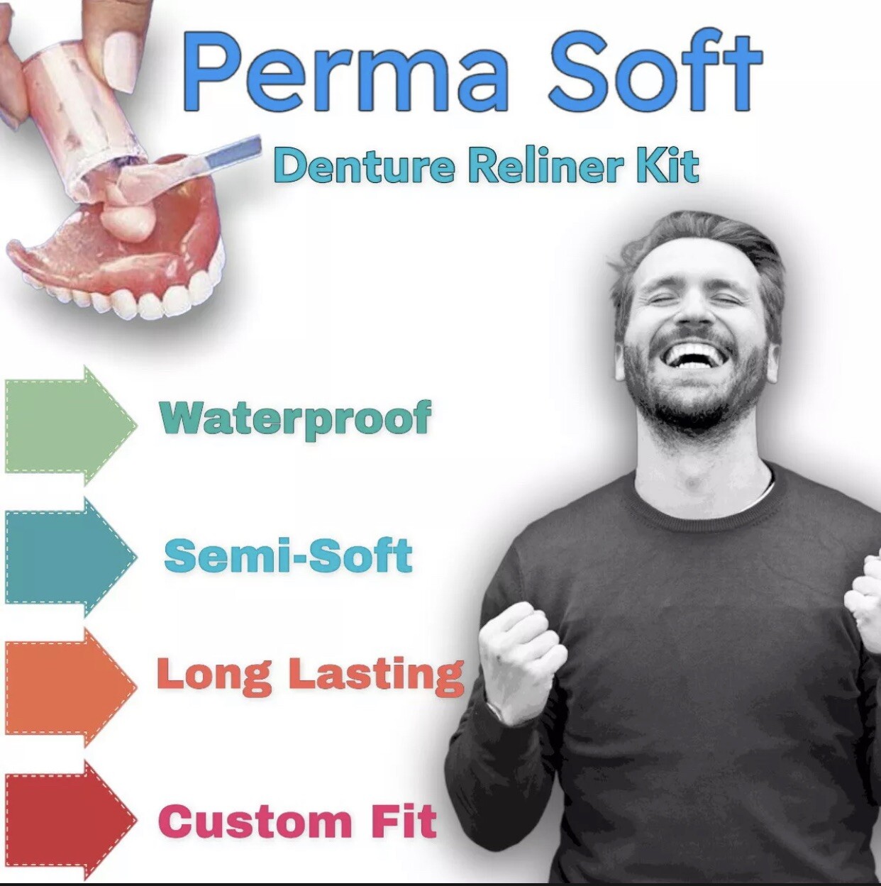PERMA SOFT Denture Reline Kit | DENTURE RELINER KIT FOR UPPER AND LOWER DENTURE