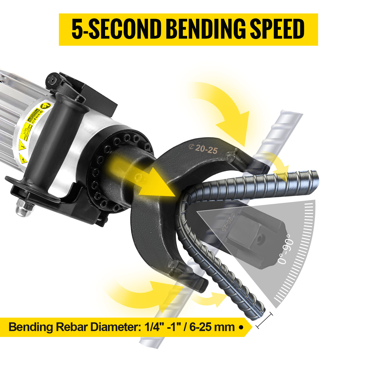 VEVOR 1500W Electric Rebar Bender 1" 25mm #8 Hydraulic Portable Rebar Bending