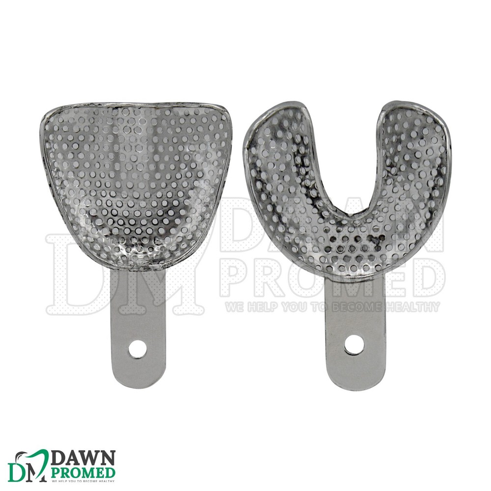 2 Pcs Medium Perforated Impression Trays Upper & Lower Edentulous Inst German Gr