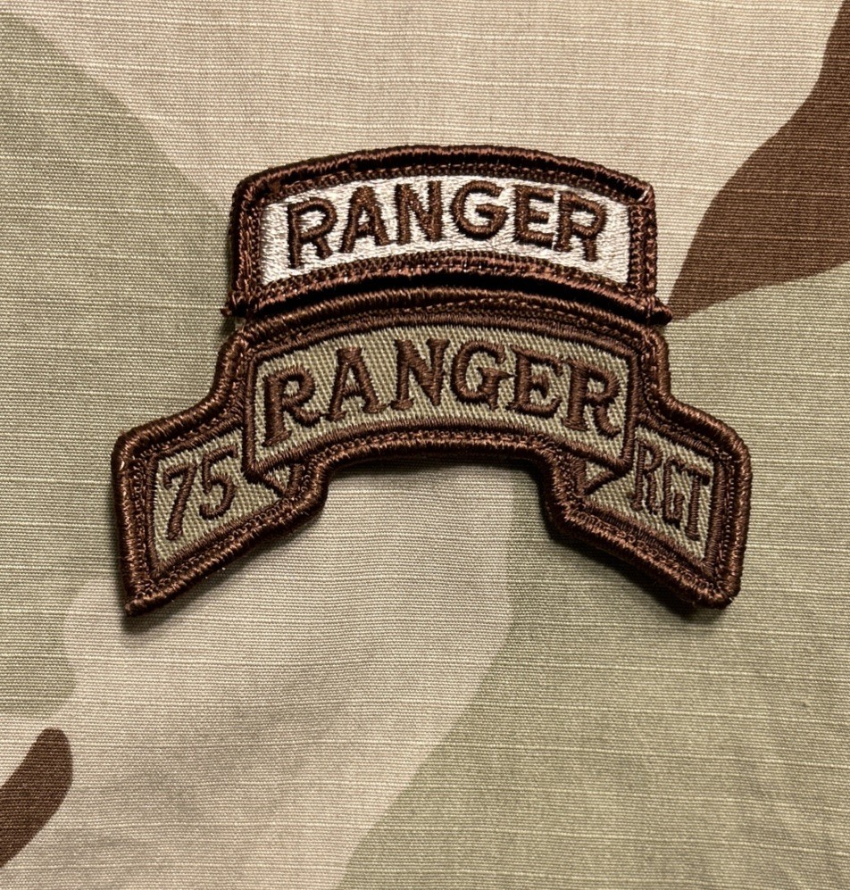 US Army 75th Ranger Regiment Scroll/Tab w/ Hook Desert 75th Infantry Patch