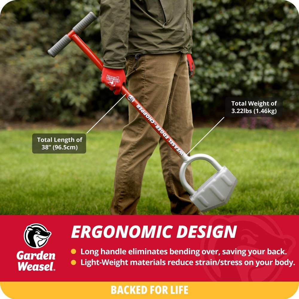 Garden Weasel Edger-Chopper - Long Handle for Beds, Patios, Trenches, Sidewalks