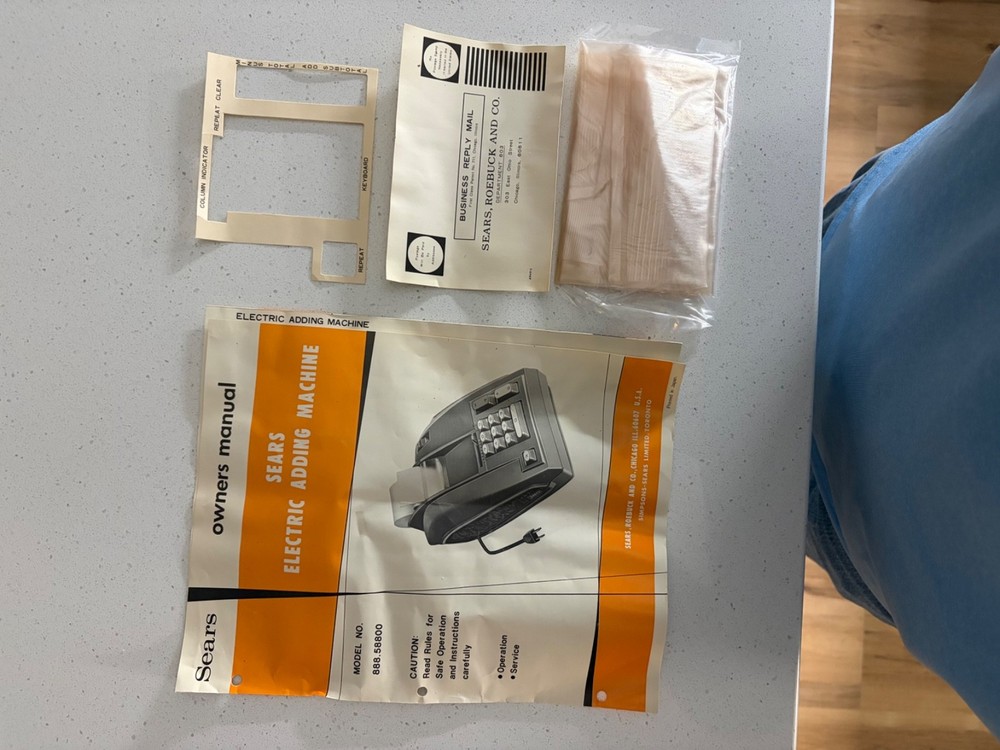 Vintage Sears Roebuck Adding Machine. Burnt Orange. With original case