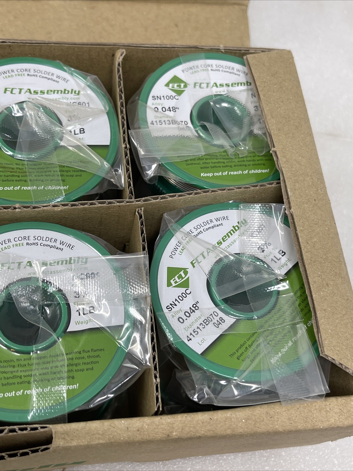 SN100C NC601 Lead Free Solder Wire, .048", 3% Flux, FCT, 10 Lbs (1 Lb Spools)