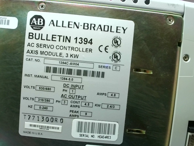 Allen Bradley 1394C-AM04 AC Servo Controller Axis Module 3 kW - Reconditioned