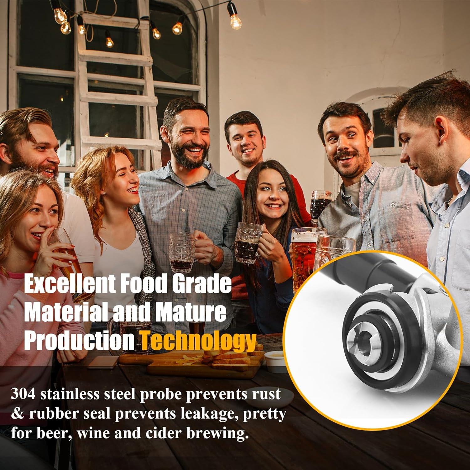 Keg Coupler for Sankey D System Beer Keg Tap Dispenser-304 Stainless Steel Probe