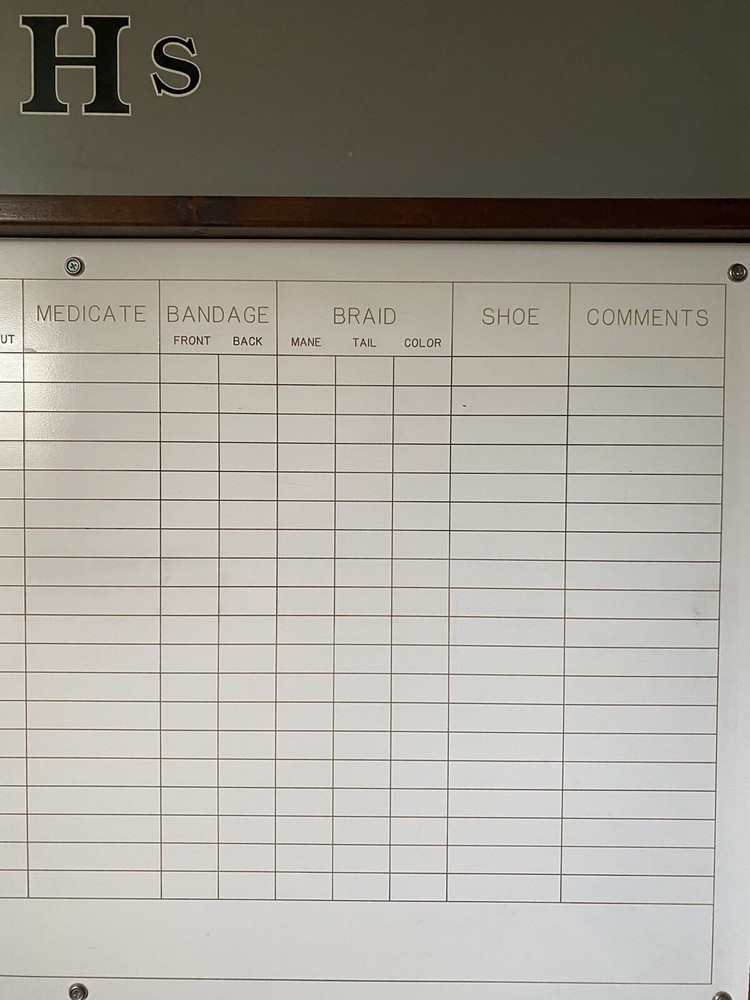 Custom Premier Stable Board.Initials Can Be Removed or Covered.