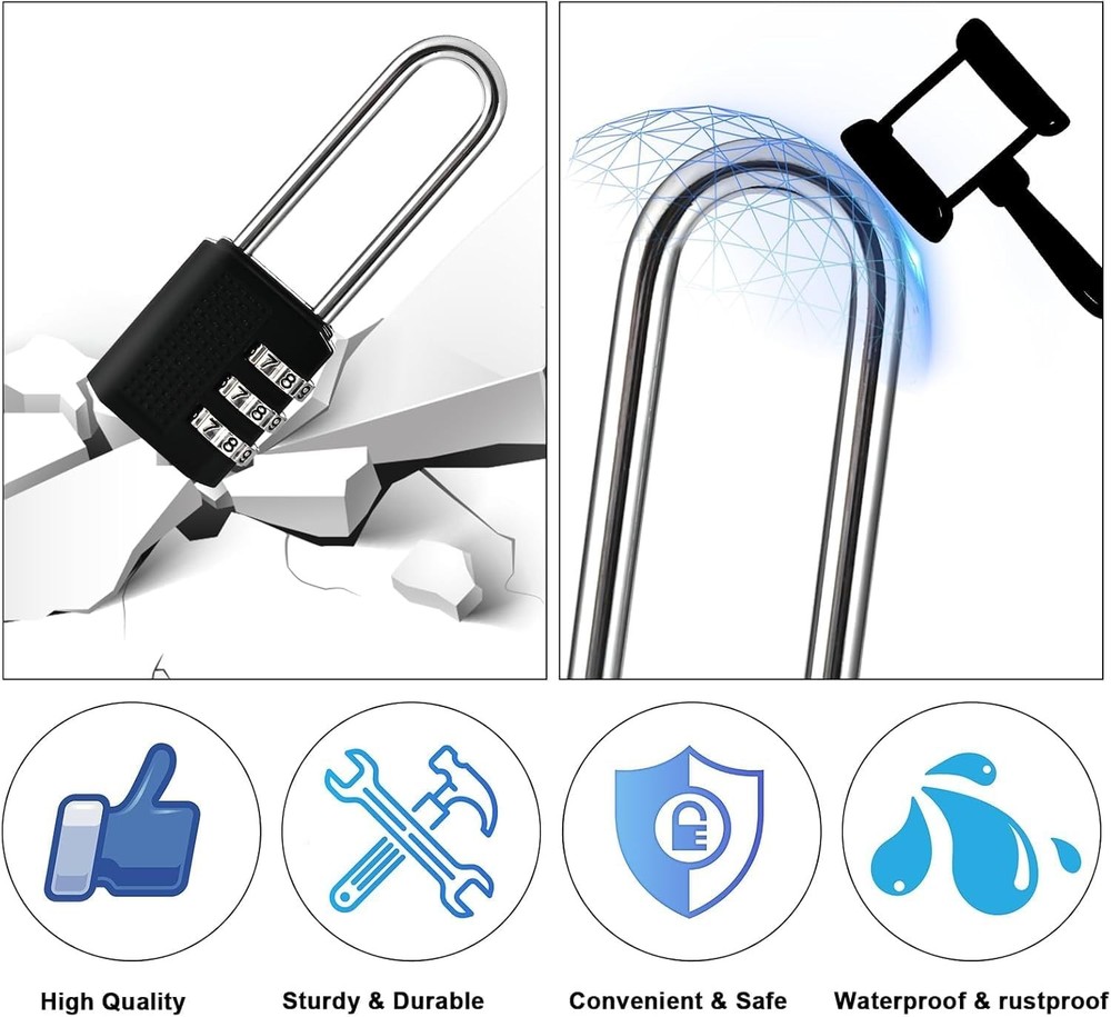 3 Digit Small Combination Locker Lock, 2.2 in Long Shackle Padlock Combinatio...