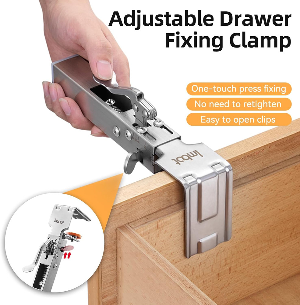2 Pack Drawer Front Installation Clamps，Quick-Install Drawer Mounting Clips，Cabi
