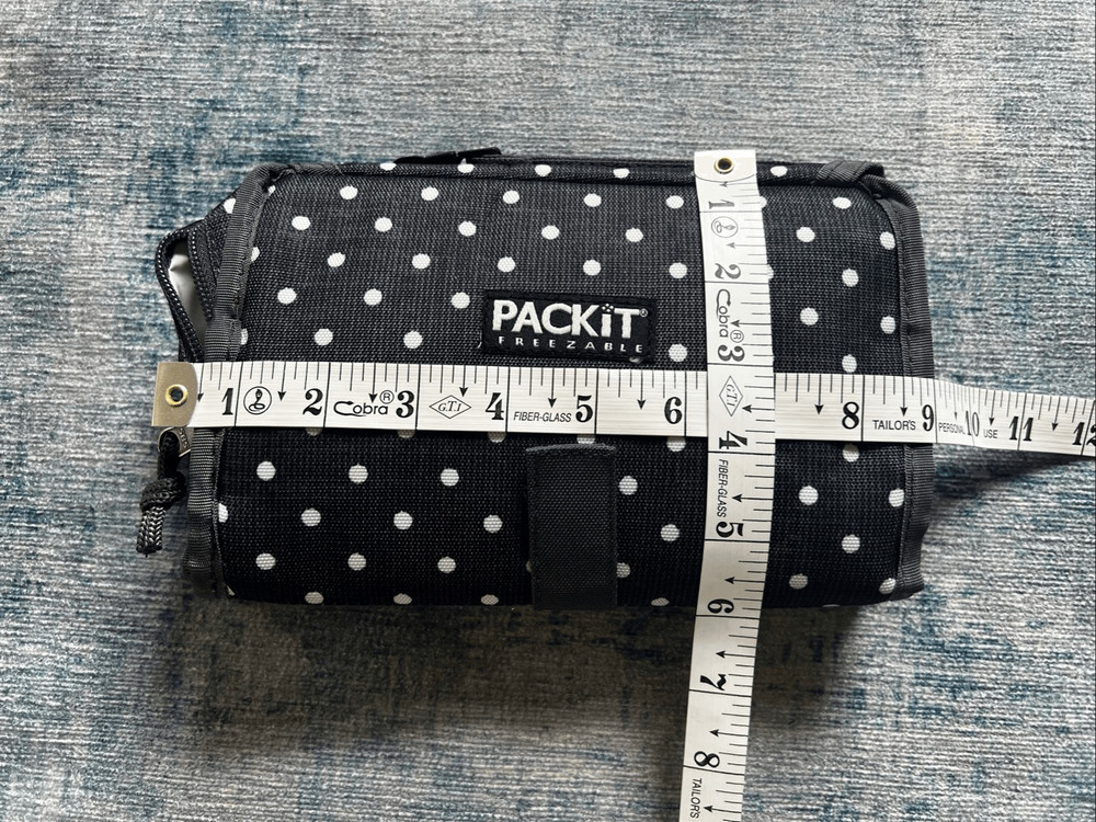 Packit Gray White Polka Dot Freezable Lunch Bag