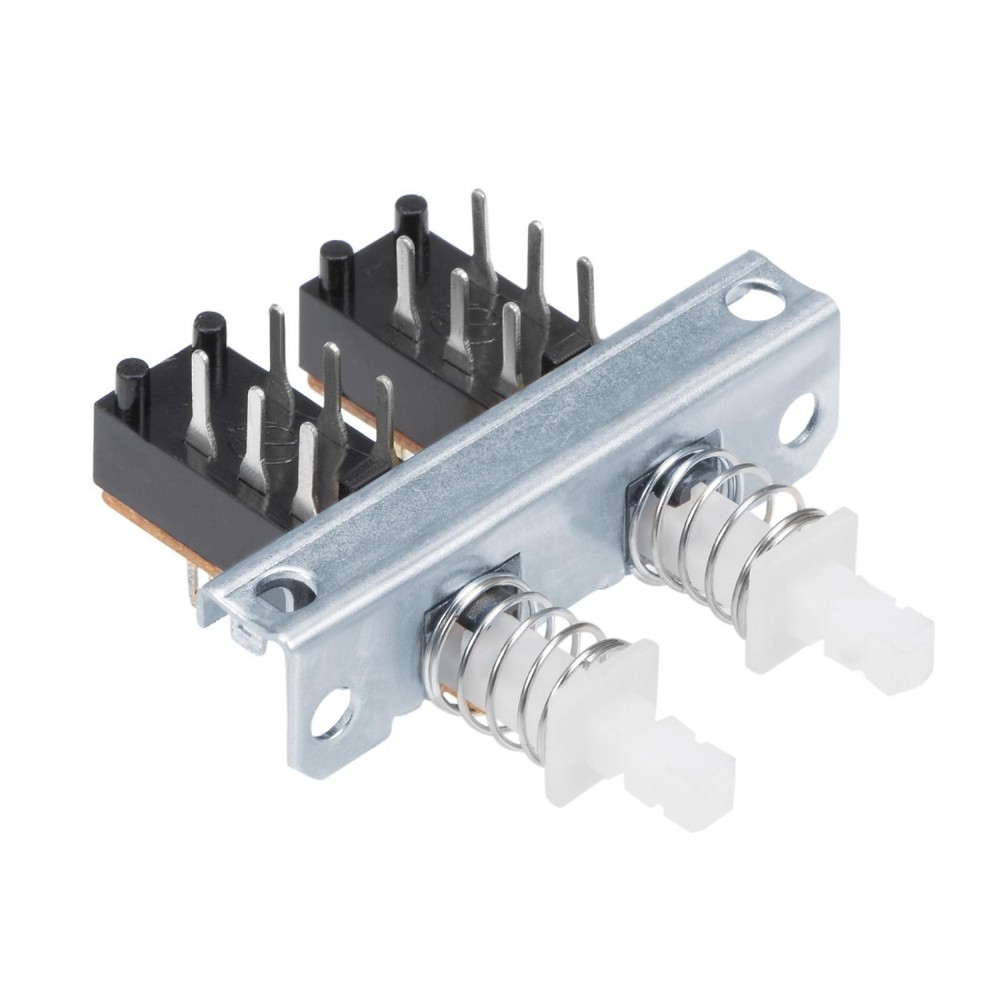 Interlock Push Button Switch Piano Type DPDT 6 Pin 2 Row