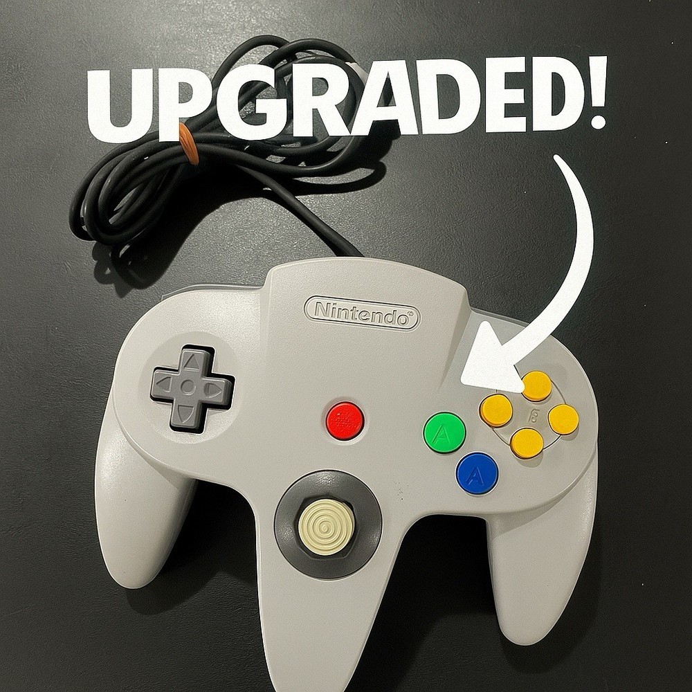 N64 Controller OEM + *Upgraded* GameCube Style TIGHT New Stick - Grey!