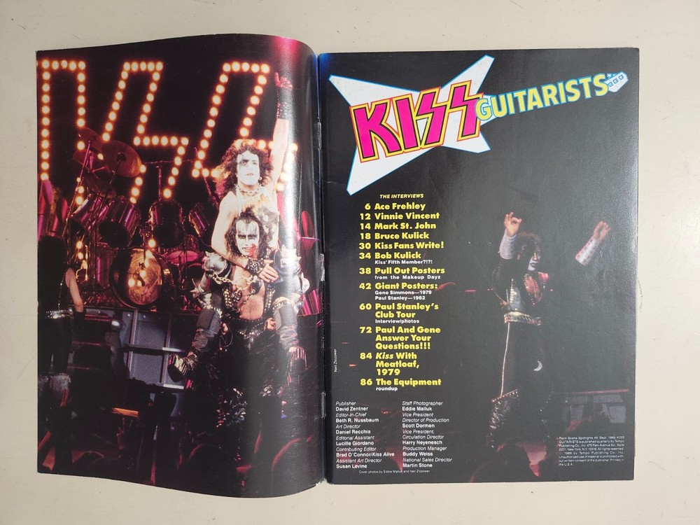 RARE KISS Guitarists Vintage 1989 Magazine Giant POSTER Ace Vinnie Bruce St John