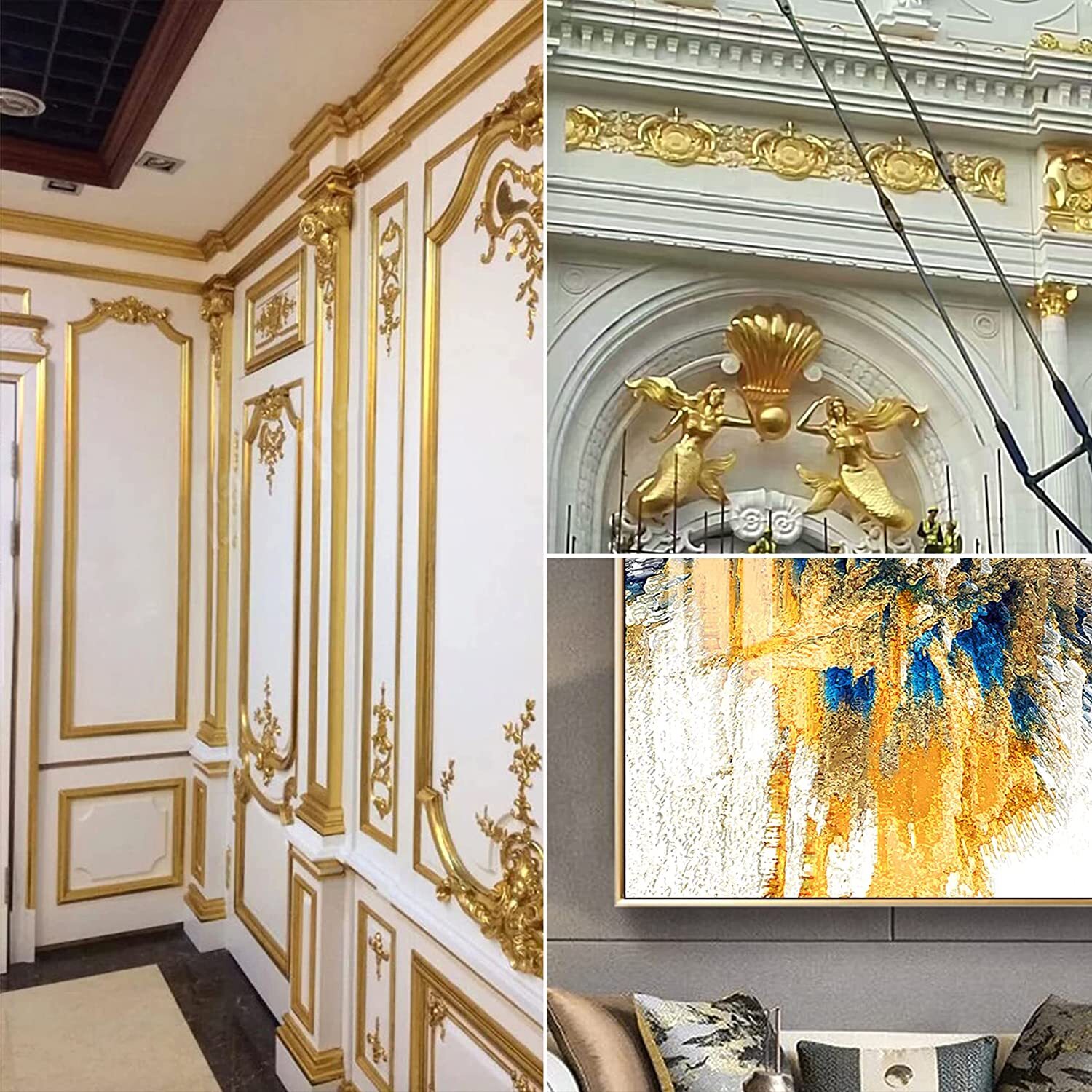 300× Imitation Gold Silver Leaf Sheets Foil Paper for Gilding Craft Art Decor US