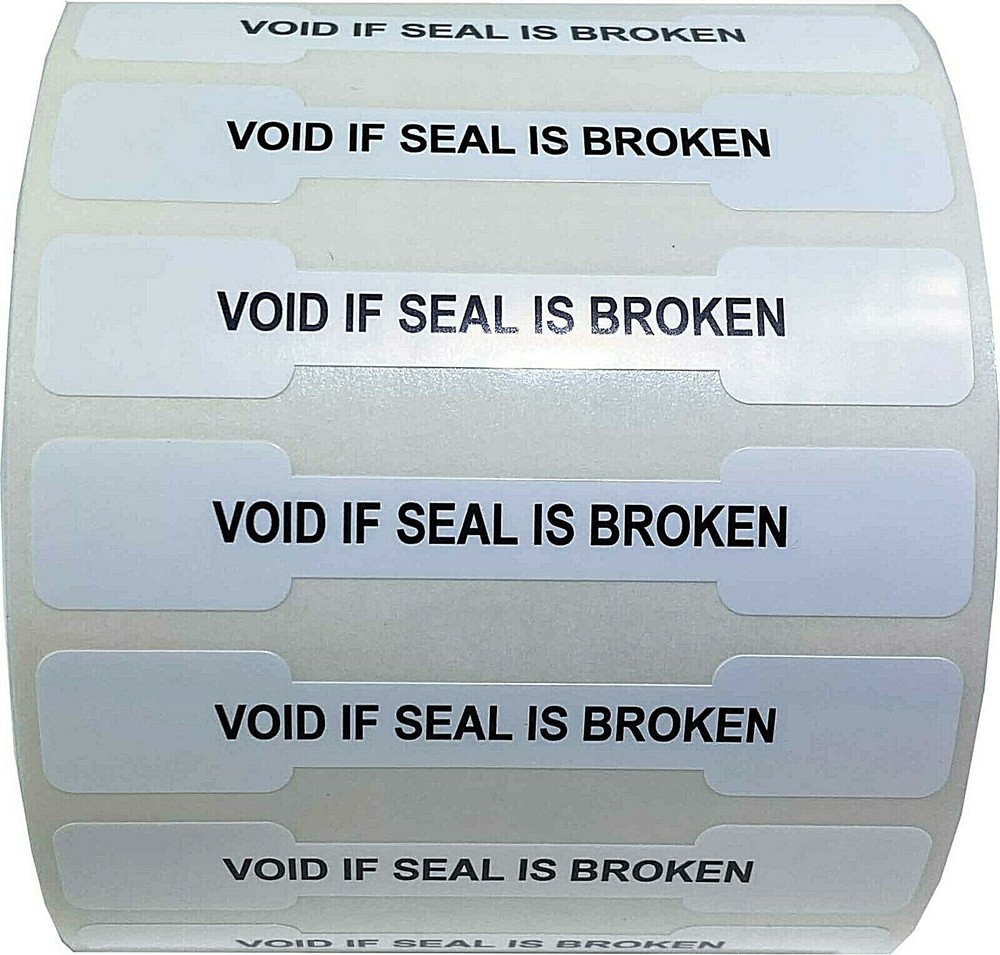 "VOID IF SEAL IS BROKEN" Tamper Labels | 2.75 x .5" Special Shape | 500 Pack