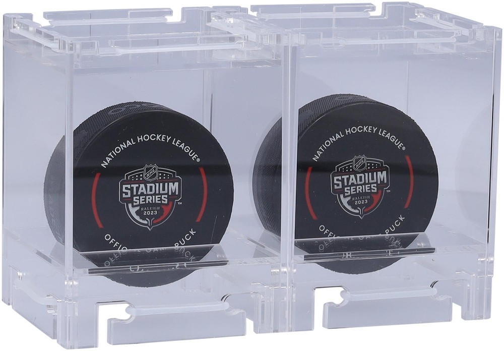 Acrylic Stackable and Collapsible Two Hockey Puck Display Cases
